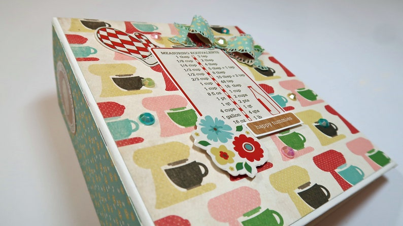 Bows Bling Recipe Journal Vintage Recipe Album Food Book Gift Recipe Book Flowers Cups Mixers