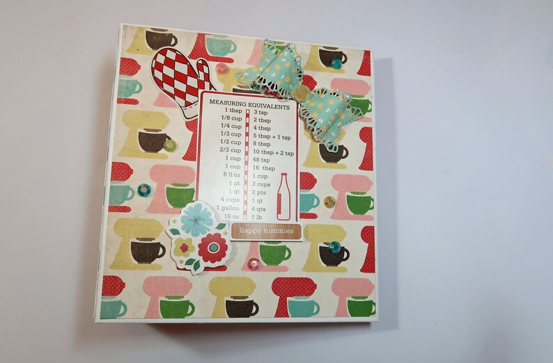 Bows Bling Recipe Journal Vintage Recipe Album Food Book Gift Recipe Book Flowers Cups Mixers