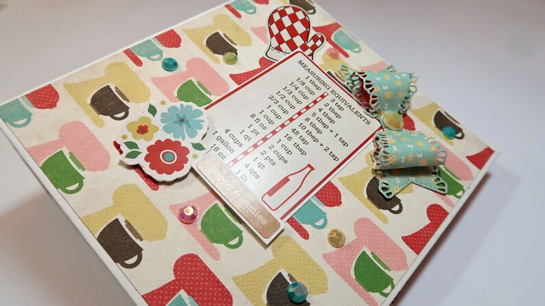 Bows Bling Recipe Journal Vintage Recipe Album Food Book Gift Recipe Book Flowers Cups Mixers