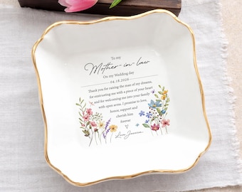Personalized To my Mother-in-Law Ring Dish, Custom Gift for Mother of the Groom Wedding Ring Dish, Bridal Shower Gifts from Bride