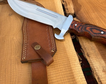 Handmade full tang Steel Knife Resin wood Handle with Steel Inlay for Camping