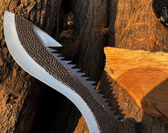 20 inch Berserker-raafmes met doorlopende tang, handvat van been en leren schede