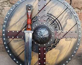 Berserker Forged Nordic Seax – Björnknapp och snidat handtag i rosenträ | Reenactment