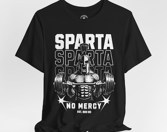 スパルタ・ノー・マーシー・ヘルメット・ウェイトリフティングTシャツ｜マッスルジムシャツ