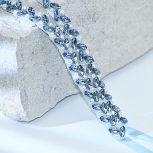 Embellished Crystal Sash Belt in Light Blue Rhinestone Tiffany Blue Bridal Belt | laidiecloth main image 3