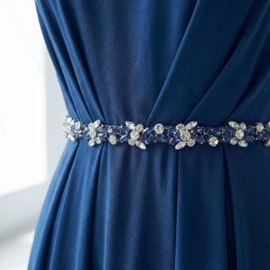 blue dress and silver accessories Navy With Cape Length:510cm/200