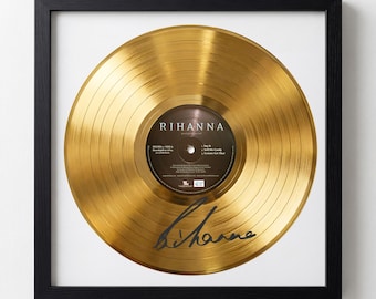 Rihanna Signed Gold Vinyl Record Facsimile