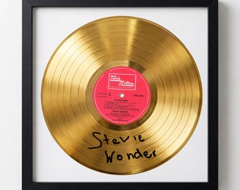 Stevie Wonder Signed Gold Vinyl Record Facsimile