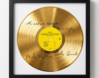 R.E.M. Signed Gold Vinyl Record Facsimile