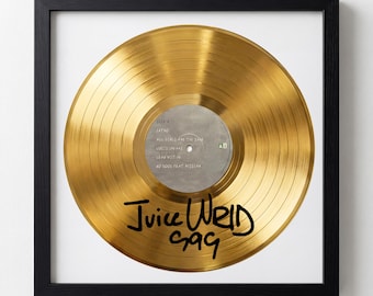 Facsímil del disco de vinilo dorado firmado por Juice WRLD