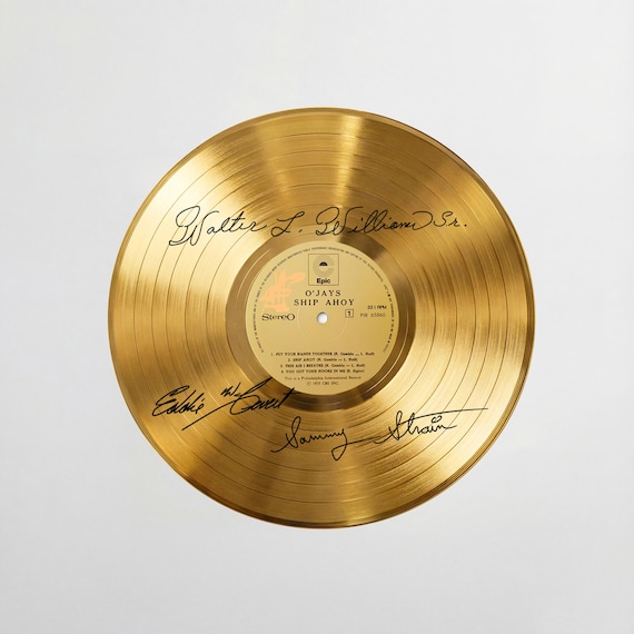 The O'jays Custom Gold Vinyl Record With Facsimile Signature