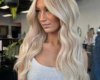 IMPROVED & NEW | 1000% Real human hair | 5x5 Lace top 18" Blonde Hair Wig | Pre-Plucked Bleached Knots