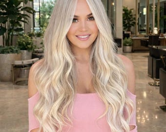 IMPROVED & NEW | 1000% Real human hair | 5x5 Lace top 18" Blonde Hair Wig | Pre-Plucked Bleached Knots
