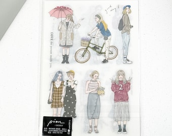 Conjunto de adesivos transferíveis para meninas (12 folhas) da Pion