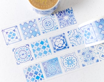 Azulejos de cerâmica azul - Fita adesiva Washi