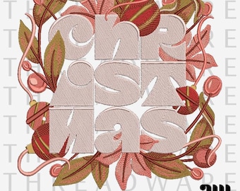 Christmas wreath embroidery desgin, 3 sizes Machine Embroidery File (Instant Download)