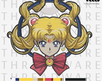 Anime Inspired Machine Embroidery File | Moon Hero (PES DST JEF Instant Download)