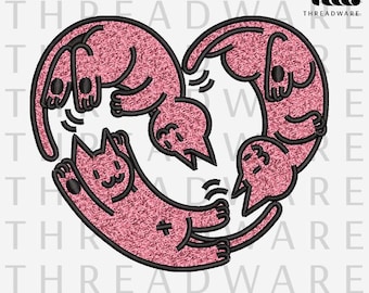 Kawaii Cat Heart Embroidery Design | Valentine's Day Machine Embroidery File (Instant Download)