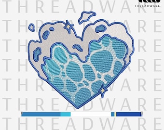 Ocean Heart Embroidery Design | Sea Wave Patch (Digital Download)