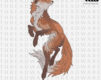 Elegant Fox Embroidery Design | Red Fox | Forest Creature Embroidery File