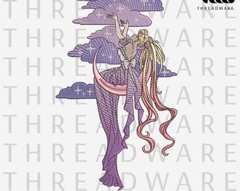 Moon Princess Embroidery Design | Anime Magical Girl Machine Pattern (Digital Download)