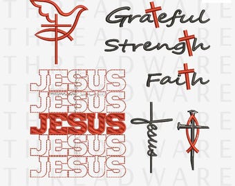 Christian Easter Embroidery Design Bundle | Jesus Cross Faith Machine Embroidery Files (Digital Download)