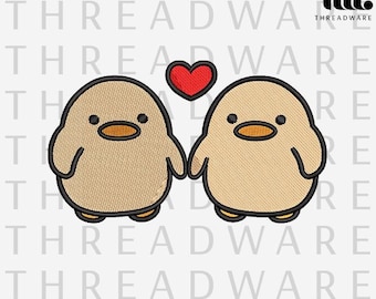 Duck Couple in Love Embroidery Pattern | Kawaii Ducks | Valentine Embroidery Design (Digital Download)