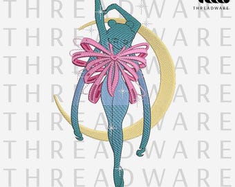 Moon Embroidery Design | Transformation | Magical Girl, Moon & Heart (PES DST JEF Instant Download)