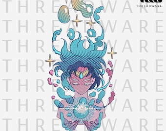Mercury Embroidery Design | Sailor Mercury | Magical Girl, Moon & Heart (PES DST JEF Instant Download)