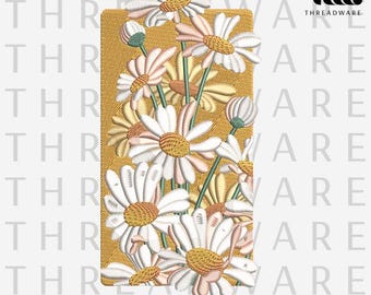 Chamomile Daisy Floral Embroidery Design | Vertical Panel (Digital Download)