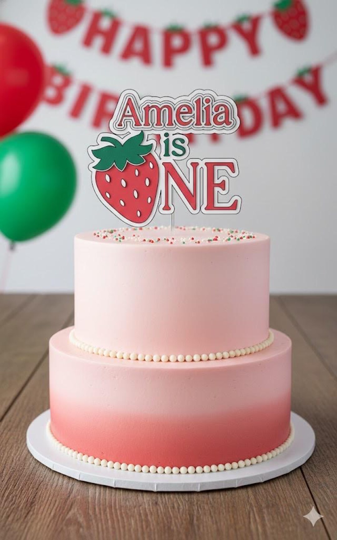 BERRY FIRST Cake Topper - Strawberry Theme, 1st Birthday Decor - Etsy UK