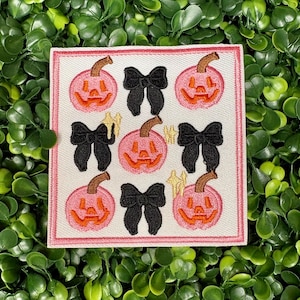 Pumpkins And Bows Iron On Patch | Halloween |  Fall Embroidered Patch