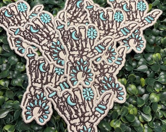 Turquoise Skeleton Hand Iron On Patch | Western