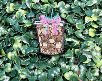 Iced Coffee Sequin Iron-On Applique Patch