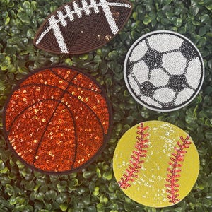 Sequin Sports Ball Iron On Patch | Football | Basketball | Soccerball