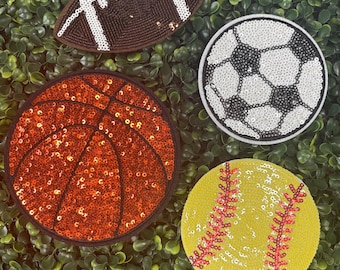 Sequin Sports Ball Iron On Patch | Football | Basketball | Soccerball