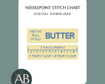Butter Stick Needlepoint Bookmark | Double-Sided Ornament Design | Digital Download