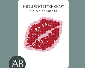 Smooch Kiss Needlepoint Pattern | Flirty Needlepoint Canvas (Digital Download)