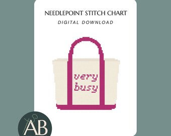 Ironic Boat Tote “Very Busy” Needlepoint Ornament Pattern | Trendy Modern Design (Digital Download)