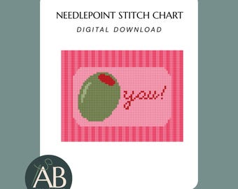 Olive You!  Needlepoint Pattern | Modern Needlepoint Canvas (Digital Download)
