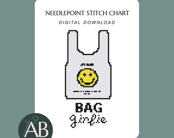 Bag Girlie Smiley Needlepoint Pattern | Trending Modern Design (Digital Download)