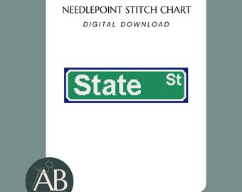 Kentucky State Street Sign Needlepoint Pattern | UK Wildcats Bookmark (Digital Design)