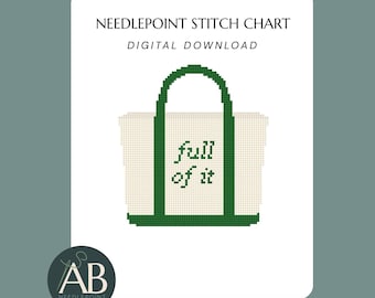 Ironic Boat Tote “Full of It” Needlepoint Ornament Pattern | Trending Modern Design (Digital Download)