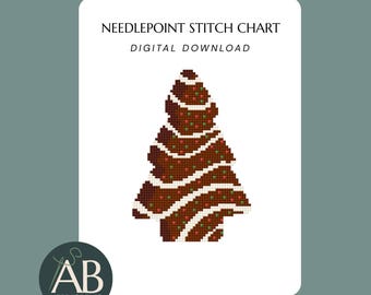 Chocolate Christmas Tree Cake Needlepoint Pattern | Holiday Ornament (Digital Download)