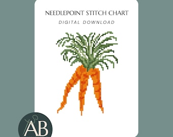 Bundle of Carrots Needlepoint Chart | Spring Garden Digital Canvas Design (Digital Download)