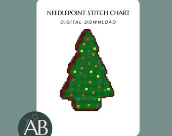 Christmas Tree Brownie Needlepoint Pattern | Holiday Ornament (Digital Download)