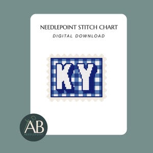 Kentucky KY Needlepoint Pattern | Gingham Stamp Needlepoint Chart | State Mini Canvas Design (Digital Download)