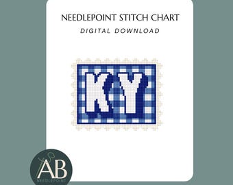 Kentucky KY Needlepoint Pattern | Gingham Stamp Needlepoint Chart | State Mini Canvas Design (Digital Download)