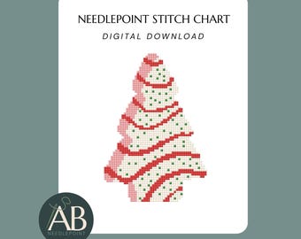 Christmas Tree Cake Needlepoint Pattern | Holiday Ornament (Digital Download)