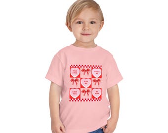 Toddler Mommy & Me | Conversation Heart Grid Toddler Tee | Valentine Hearts Checkerboard